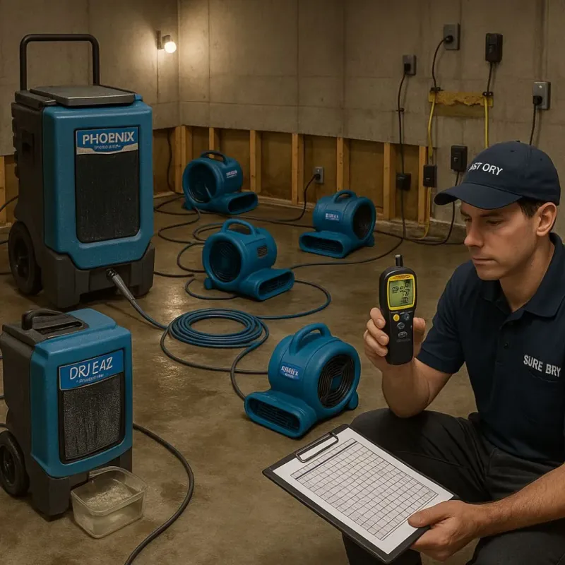 Structural Drying and Dehumidification process in Hemet, CA